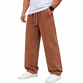 abordables pantalons décontractés-SoftFade™ Pantalons pour Hommes 100 % Coton Pantalons Amples Pantalons Décontractés Pantalons Lavés À L'Acide À Cordon Élastique Taille Droite Longueur Complète Quotidien Mode De Vacances Streetwear