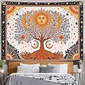 baratos Tapeçarias de Parede-Tapeçaria de parede vintage estética com árvore da vida, fundo floral botânico da natureza, decoração boêmia para quarto, arte de parede grande para decoração de apartamento ou dormitório.