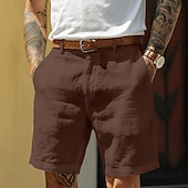 economico Attività commerciale-Per uomo Shorts Shorts di Lino Shorts eleganti Pantaloncini Estivi Cerniera Tasca Tinta unita Comodità Traspirante Lunghezza al ginocchio Quotidiano Abbigliamento casual alla moda Affari Moda Casual