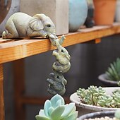 cheap Sculptures-Collectable Elephant Shelf Sitter 3Pcs Set, Mother Elephant Hanging Baby Elephants on The Edge, Mantelpiece Decoration, Hand-Painted Resin Figurines for Home Decor Gift