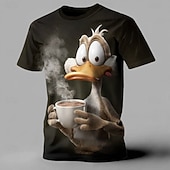 economico Magliette con stampa animale-Per uomo Animale Divertente Anatra Maglietta Manica Corta maglietta Stampa 3D Girocollo Camicia Esagerato Designer Feste Ferie Nero Marrone Estate Primavera Abbigliamento S M L XL XXL XXXL