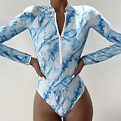abordables Rash Guards de Una Pieza-Mujer Traje de baño Anti UV Impreso Protección solar UV UPF50+ Secado rápido Manga Larga Bañadores Traje de baño Surf Playa Deportes acuáticos Verano