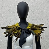 cheap Accessories-Carnival 2026 Rio Carnival Samba Accessories Women's Black Feather Cape Shawl with Satin Ribbon Tie Brazil Festival Performance Costume