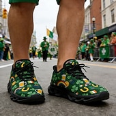 tanie Męskie buty-Męskie trampki sportowe Green Clover na Dzień Świętego Patryka – oddychające i wygodne buty do biegania na paradę irlandzką, spacery na świeżym powietrzu, imprezy świąteczne i do codziennego użytku