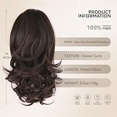 baratos Rabos-de-Cavalo-Aplique de rabo de cavalo feminino - extensão de rabo de cavalo cacheado de 35 cm, extensões de cabelo com rabo de cavalo ondulado, aplique de cabelo sintético, apliques de cabelo natural para