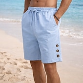 ieftine Vacanţă-Bărbați Pantaloni Scurți Pantaloni scurți din in Pantaloni scurți de vară Pantaloni scurți de plajă Cordon Talie elastică Simplu Confort Respirabil Lungimea genunchiului Zilnic În aer liber Concediu