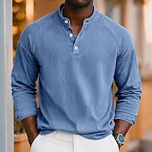 levne základní trička-SoftFade™ Pánské Tričko Henley košile 100% Bavlna Kyselé praní Tričko Krátký rukáv Jednoduché Solidní Vintage Streetwear Příležitostné Barvené Prané Raglánové rukávy Postavený límec Henley Ulice