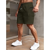 cheap Holiday-Men's Tactical Cargo Cargo Shorts Shorts Casual Shorts Pocket Elastic Waist Plain Comfort Above Knee Casual Outdoor Streetwear Fashion Streetwear Wine Navy Blue Stretchy
