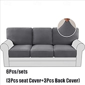 abordables Funda para asientos y reposabrazos de sofá-Juego de fundas de cojín de sofá elásticas de lujo minimalistas, funda completa, funda de sofá elástica antideslizante para sofá de 2/3 plazas