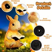 tanie Lampy Ścienne Zwenętrzne-zasilana energią słoneczną żywiczna lampa ogrodowa w kształcie królika, kreatywne światło dla zwierząt, wodoodporna, zewnętrzna, willa, trawnik, ścieżka, dekoracja na przyjęcie wielkanocne