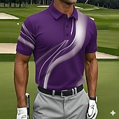 Χαμηλού Κόστους Ανδρικό πόλο γκολφ-Ανδρικά Γεωμτερικό Γκολφ Αθλητικά μπλουζάκια πόλο Κοντομάνικο Μπλουζάκια πόλο Πουκάμισα με γιακά Καθημερινό Ένδυση γυμναστικής και άθλησης Κουμπιά Ανοιξη καλοκαίρι Θαλασσί Μαύρο Βυσσινί
