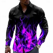 abordables Patrón 3D-Hombre de impresión en 3D Fuego Resplandor de neón Camisa Abotonar la camisa Camisa de vestir informal Manga Larga Moda informal Ropa de calle Vacaciones Primavera Otoño Cuello Vuelto Impresión 3D