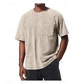 Недорогие основные футболки-Мужчины Футболка Рубашка из 100% хлопка с кислотной стиркой С короткими рукавами Короткие рукава "Круглый вырез ""под горло""" Лето Все сезоны Сплошной цвет Винтаж Уличный стиль Оригинальный рисунок