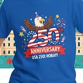 preiswerte 250. Jahrestag USA-Jungen 3D Grafik 250-jähriges Jubiläum T-Shirt Kurzarm 3D-Druck Sommer Frühling Sport Mode Streetwear Kinder 4-12 Jahre Rundhalsausschnitt Lässig Täglich Outdoor Normale Passform