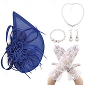 economico Fascinatori &amp; Cappelli-Derby Guanti Collana Cappello Fascinator Gentildonna Costume Per donna Mascherata Ascot Festival delle corse di cavalli Adulti Copricapo