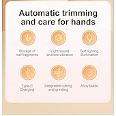 Недорогие Личный уход и здоровье-Умные электрические кусачки для ногтей 2-в-1: полировщик и триммер для ногтей, заряжаются через USB, литий-полимерный аккумулятор 500 мАч, с функциями защиты от порезов, шлифовки и подсветки,