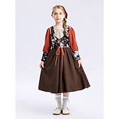  250e jubileum VS 19e eeuw jaren 1800 Prairiejurk Lange Mouwen Pionier Meisje Koloniaal Pionier Onafhankelijkheidsoorlog Kostuum Voor meisjes Halloween Carnaval 4 juli Kinderen Kleding Schort
