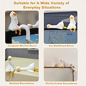 levne Sochy-4 ks pryskyřičné figurky husy, dekorace na počítačový monitor, roztomilé mini sošky husy na palubní desku auta, vtipné dekorace na stůl/televizi/fotorámy (bílá husa)