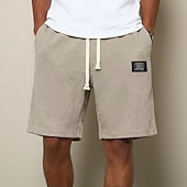 cheap Casual Shorts-Men's Waffle Waffle Shorts Shorts Casual Shorts Elastic Waist Textured Plain Comfort Breathable Knee Length Casual Outdoor Beach Vacation Fashion Light Green Navy Blue Micro-elastic
