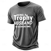 cheap Men's Funny T shirts-Vintage Distressed Being A Trophy Husband Is Exhausting Sarcastic Quote Tee Mens Washed Soft Cotton Blend Graphic Shirt Clothing Apparel S M L XL XXL XXXL