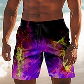 economico Stampa Geometrica-Per uomo Illusione ottica Fiamma Bagliore al neon Costumi da bagno Pantaloncini da mare Pantaloncini da Surf Misura del girovita medio Moda Casual All'aperto Vacanza Abbigliamento Quotidiano Tasche