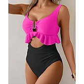 abordables Surfing Tankinis &amp; Bikinis-Mujer Traje de baño 2 Piezas Trajes de baño Color sólido Secado rápido Alta elasticidad Sin Mangas Bañadores Traje de baño Surf Playa Natación Verano