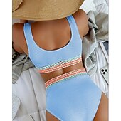 baratos Surfistas Tankinis &amp; Bikinis-Women's Regular Surfing Tankinis &amp; Bikinis Bathing Top 2 Pieces Geometric Open Back UV Protection Elastic Sleeveless Swimwear Surfing Diving Swimming Summer