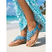 voordelige Vrouwen-Dames boho bloemen kralen sandalen - casual elastische band zomer slippers met versierd ontwerp voor strand of casual outfits