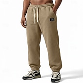 billiga Joggingbyxor-Herr Våffelstruktur Joggare Långbyxor Casual byxor Våffelbyxor Snörning Ensfärgat Komfort Fullängd Ledigt Dagligen Utomhus Semester Mode Svart Armégrön Elastisk