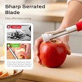 economico Utensili frutta e verdura-Strumento 2 in 1 per togliere il torsolo e pelare le mele, levatorsoli per peperoni rossi in acciaio inossidabile, levatorsoli multiuso per la cucina di casa, utensili da cucina per frutta e verdura