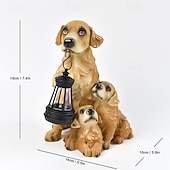 economico Illuminazione vialetto-1 pezzo di luce solare impermeabile per esterni a forma di cane, decorazione per giardino, prato, vialetto, luce solare da giardino in resina a forma di cucciolo, illuminazione d'accento per