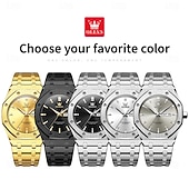 levne Quartz hodinky-OLEVS Muži Křemenný Minimalistický Módní Hodinky na běžné nošení Obchodní Svítící Kalendář Datum týden VODĚODOLNÝ Ocel Hodinky