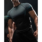 economico T-shirt e Canottiere da Corsa-Per uomo Blocco di colori T-shirt da corsa Maglia a compressione Maglia da corsa Estate Primavera Autunno Manica Corta Asciugatura Rapida Compressione Traspirante Allenamento in Palestra Allenamento