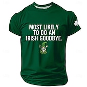 cheap St. Patrick's Day T shirts-St. Patrick Men's Shamrock Irish T Shirt Short Sleeve T shirt 3D Print Crew Neck Shirt Designer Casual Club Party Holiday Black Light Green Dark Green Summer Spring Clothing Apparel S M L XL