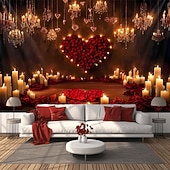 preiswerte Wandteppiche-Valentinstag Tapisserie Banner Decke Herz Romantisch 3D Schlafzimmer Wohnzimmer Wohnheim Jugendzimmer Studentenwohnheim Wandveranda Wohndeko