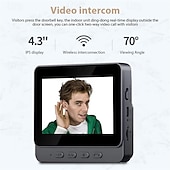 Χαμηλού Κόστους Συστήματα Ενδοεποικινωνίας Θυροτηλεόρασης-ασύρματο οπτικό κουδούνι πόρτας με οθόνη 4,3 ιντσών IPS οθόνη 2,4g ασύρματο έξυπνο βίντεο υψηλής ευκρίνειας ing intelnt κουδούνι πόρτας για βίλα, γραφείο, διαμέρισμα