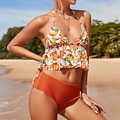 levne Surfovací tankiny a bikiny-Dámské Bikinové sety Horní díl bikin s ramínky Plavky Jednobarevné Tropický vzhled Ochrana proti UV záření Elastický Bez rukávů Plavky Surfování Potápění Plavání Léto