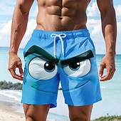 economico Retro Vintage &amp; Etica-Per uomo Illusione ottica Fantasia "Cartone 3D" Faccia Sorridente Costumi da bagno Pantaloncini da mare Pantaloncini da Surf Misura del girovita medio Hawaiano Divertente Vacanza al Mare Tasche