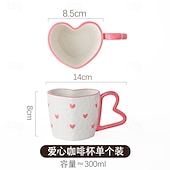 voordelige Mokken &amp; Bekers-Hartvormige koffiemok van 295 ml – schattige keramische mok met hartje als accent, perfect voor Valentijnsdag, bruiloften, jubilea, romantische cadeaus, koffie, thee, warme chocolademelk, en als