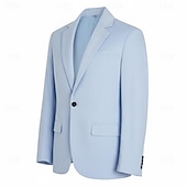 cheap Linen Blazer-Men's Linen Blazer Sport Coat Notch Collar Fashion Casual Solid Colored Linen Blazer Dark Khaki Light Blue Tailored Fit Single Breasted One-button
