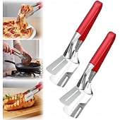 cheap Grills &amp; Outdoor Cooking-2pcs Stainless Steel Barbecue Clip, Fish Frying Spatula with Anti-Slip Comfortable Grip, Suitable for Flipping Fish, Eggs, Pizza, Steak, and Fries, Ideal for Home and Restaurant, Outdoor Barbecue Use