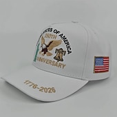  cappello ricamato per il 250° anniversario degli Stati Uniti, 1776-2026, aquila, statua della libertà &campana, cappello da baseball patriottico con toppa della bandiera americana semiquincentenario