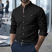 billige Business Casual-Herre Skjorte Linskjorte Sommerskjorte Dresskjorter Skjorte med knapper عادي Virksomhet Formell Svart Navyblå Grønn Kakifarget Langermet Krage Vår sommer Sommer Klær Broderi
