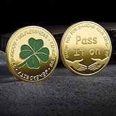  Lucky Challenge Coin with Four Leaf Clover Good Luck St. Patrick's Day Gift Pocket Amulet for Protection and Fortune, Collectible Coin with Acrylic Case