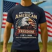 billige Herrekolleksjon-Patriotisk T-skjorte Grafisk T-skjorte Ørn Amerikansk flagg Retro / vintage Patriotisk T-skjorte 1776–2026 til Herre Voksne 3D-utskrift for Uavhengighetsdag 4. juli