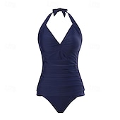 رخيصةأون تنجيد السباحة وبيكيني-نسائي الجزء العلوي من بيكيني هالتر ثوب السباحة لباس السباحة ورد لون سادة حماية UV مطاط بدون كم ملابس السباحة تزلج على الماء غوص سباحة الصيف