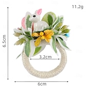 billiga Originella leksaker-6 st servettringar med påskhare, servetthållare med vårblommor och kanin, spräckliga ägg och prästkragar, bordsdekorationer i lantlig stil för påskmiddag, gröna servettringar