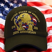 halpa Yhdysvaltojen 250-vuotisjuhla-Yhdysvaltojen 250-vuotisjuhlahattu, kalju kotka, kirjailtu isänmaallinen lippalakki, säädettävä retro-isänmaallinen lippalakki miehille ja naisille, puoliviisivuotisjuhla