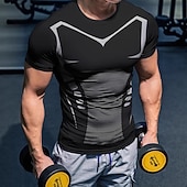 ieftine tricouri de bază-Bărbați Tricou Tee Top Mânecă scurtă Stil Nautic Vară Primăvară Toate Sezoanele Geometric Simplu Modă Sportiv De Bază Uscare rapidă Sporturi &amp; Exterior Fitness Îmbrăcăminte de Sport  Albastru piscin