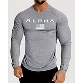 abordables T-shirts et Débardeurs de Course-Homme 250e anniversaire de l'Amérique Jour de l'Indépendance Lettre T-shirt de course T-shirt de compression Printemps Automne manche longue Séchage Rapide Compression Évacuation de l'Humidité